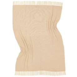Bomullspläd 'Denisa Fishbone' 130x170cm - Beige/vit
