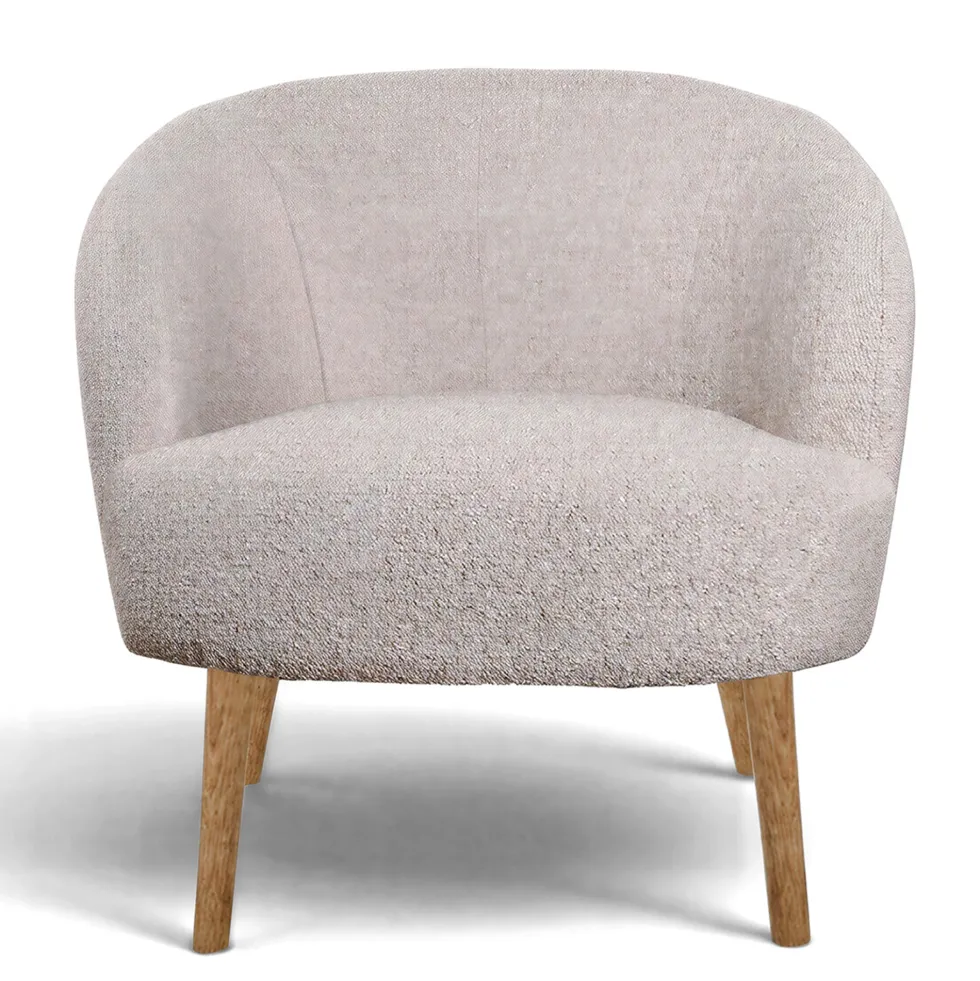 Fåtölj 'Capri' träben - Beige/Bouclé