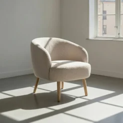 Fåtölj 'Capri' träben - Beige/Bouclé
