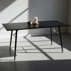 Matbord 'Lux' 160x90cm - Svart/Mässing