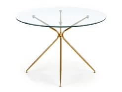 Matbord 'Rondo' Runt 110cm - Transparent/Guld