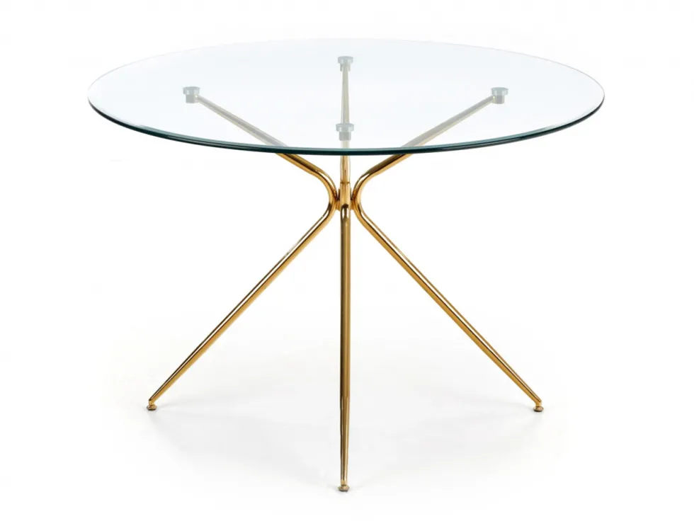 Matbord 'Rondo' Runt 110cm - Transparent/Guld