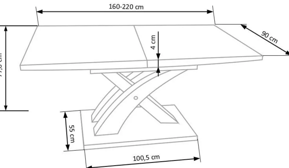 Matbord 'Sandor' 160-220cm - Vit