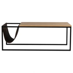 Soffbord inkl. tidningsställ 'Ylva' - Natur/Svart