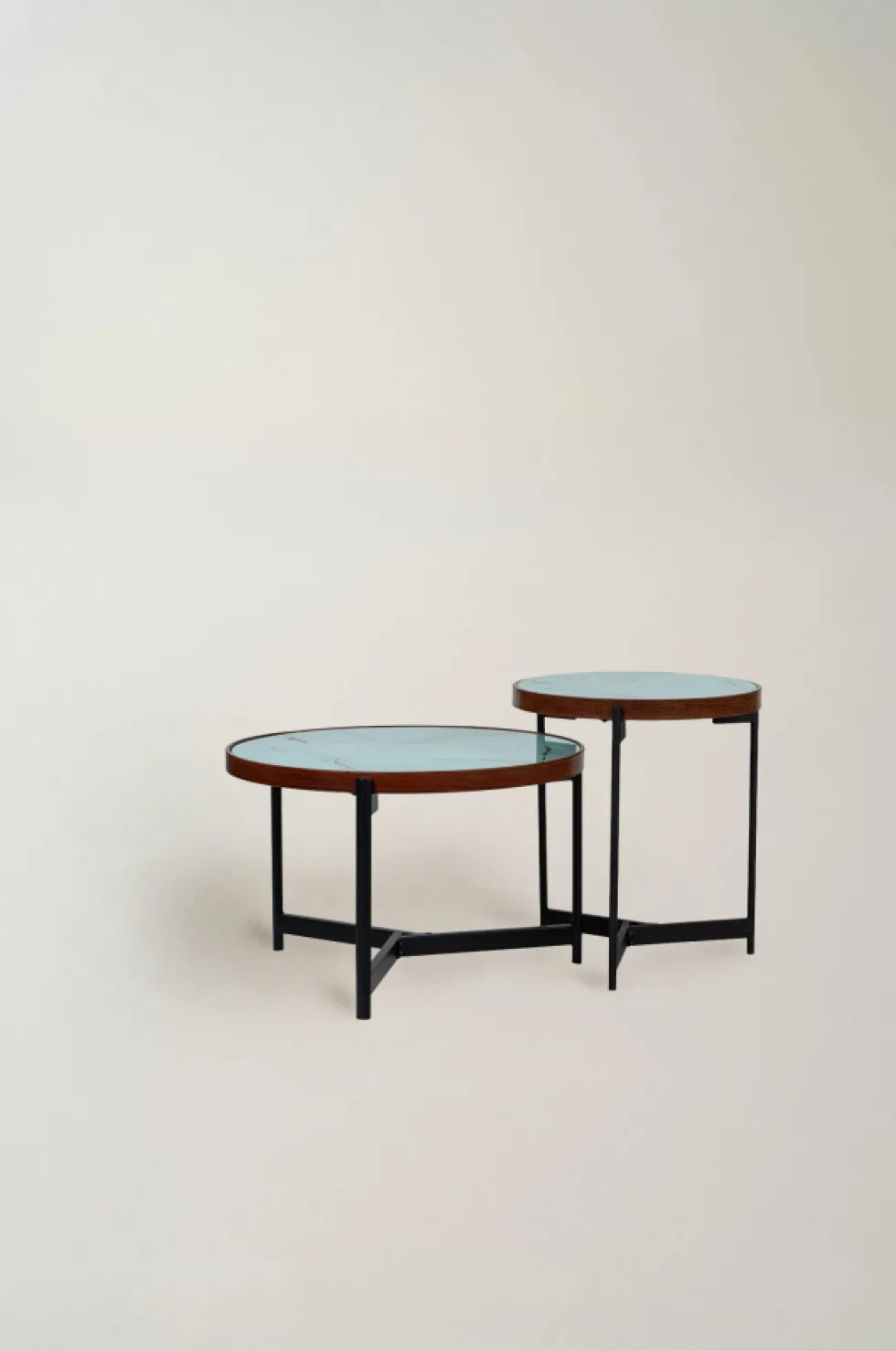Soffbord 'Marble' 2 delar - Svart/Vit