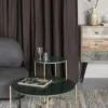 Soffbord 'Timpa' Runt 70cm  - Grön marmor/Guld