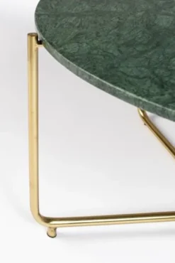 Soffbord 'Timpa' Runt 70cm - Grön marmor/Guld