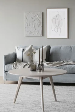 Soffbord 'Yumi' Runt 90cm - Vitpigmenterad ek