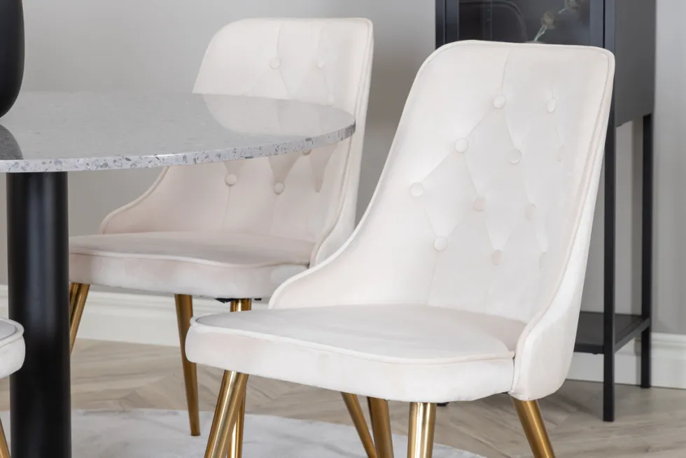 Stol 'Elverum Deluxe' - Beige/Mässing