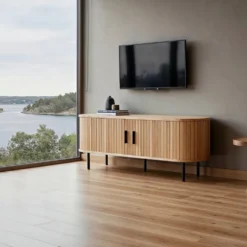 Tv bänk 'Holmvik' - Natur/Svart