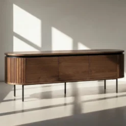 Tv-bänk 'Kärra' 160x40cm - Valnöt/Svart